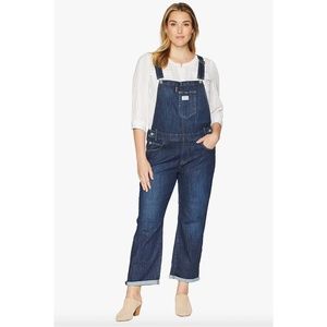 Levi's Utility Bib Overalls Jumpsuit Dark Wash Denim Stretch Plus Size 20W
